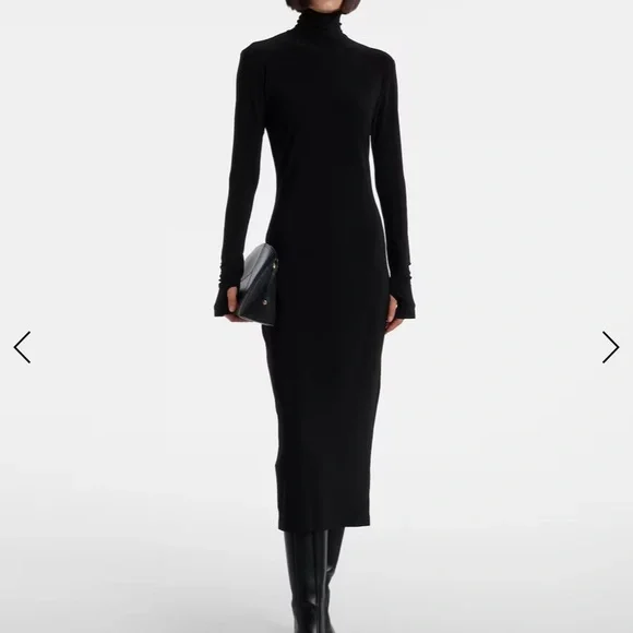 Norma Kamali Black Long-Sleeve Midi Dress - Picture 1 of 10